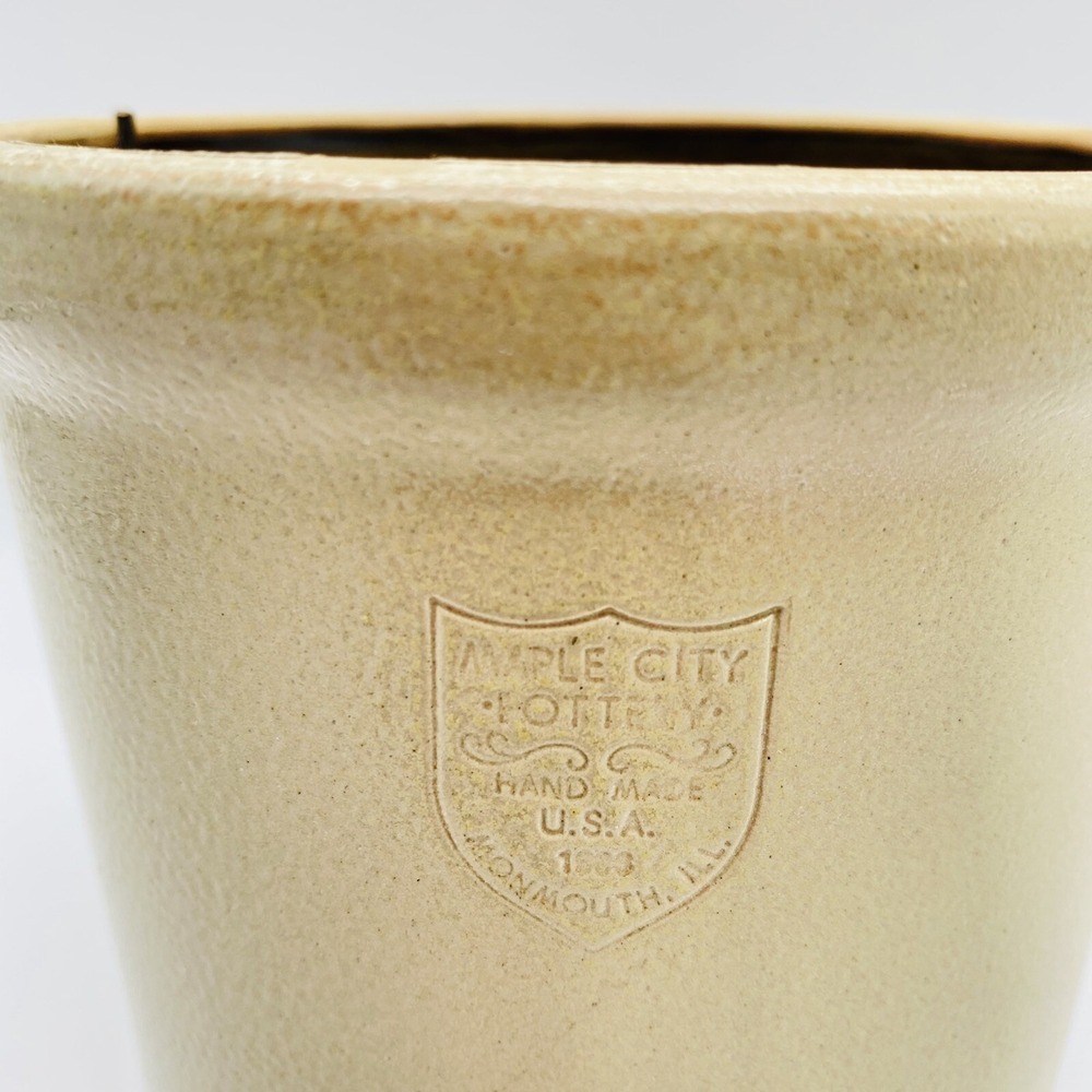 Maple City Pottery Crock 2 By 2 Noah's Ark W/Handle Salt Glazed Primitive Farm - Picture 3 of 7
